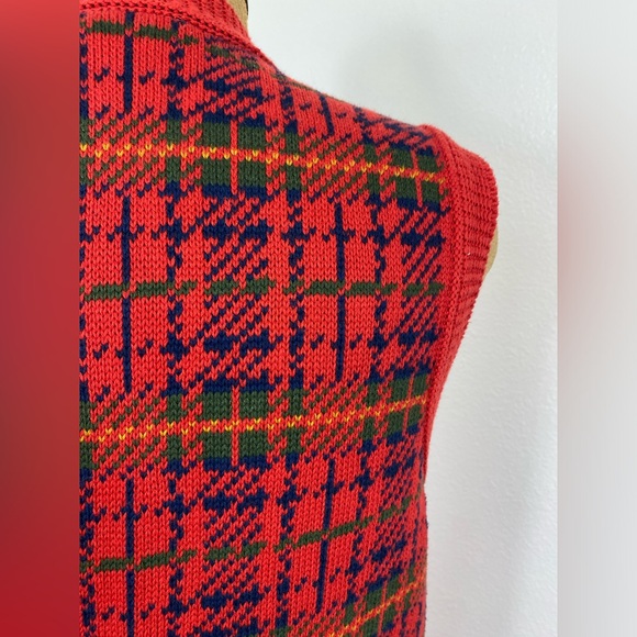 Vintage Women’s Liz Sport M Classic Plaid Long Sweater Vest Button Front 90’ - Picture 13 of 16